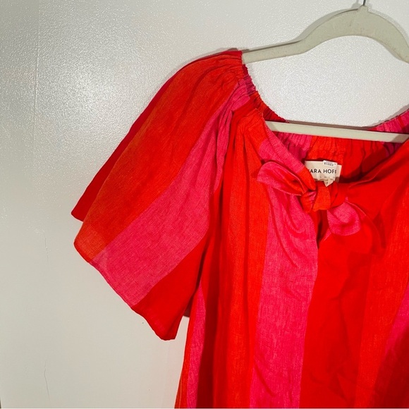 Mara Hoffman Kamala Off the Shoulder Striped Midi Dress Linen Beach Pool Light - Picture 10 of 10